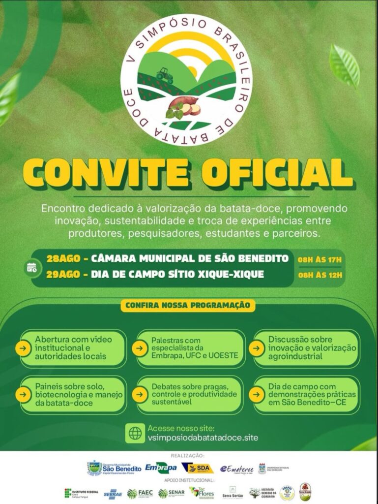 São Benedito receberá o V Simpósio Brasileiro de Batata-Doce! 1 WhatsApp Image 2025 07 25 at 12.53.26